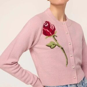HOUSE OF HARLOW | BNWT Pearl Buttoned Rose Cardigan